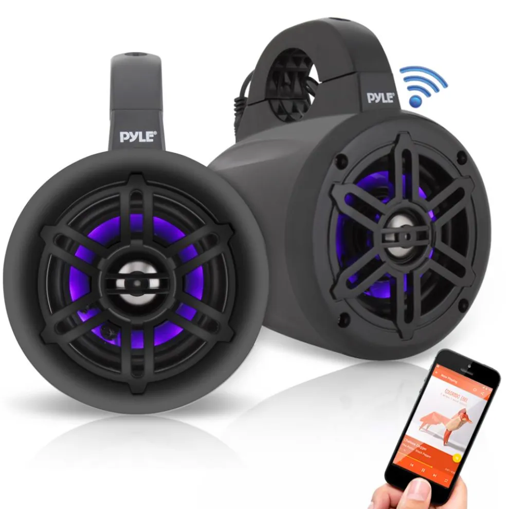 Waterproof Marine Speakers 300W Bluetooth LED Lights White