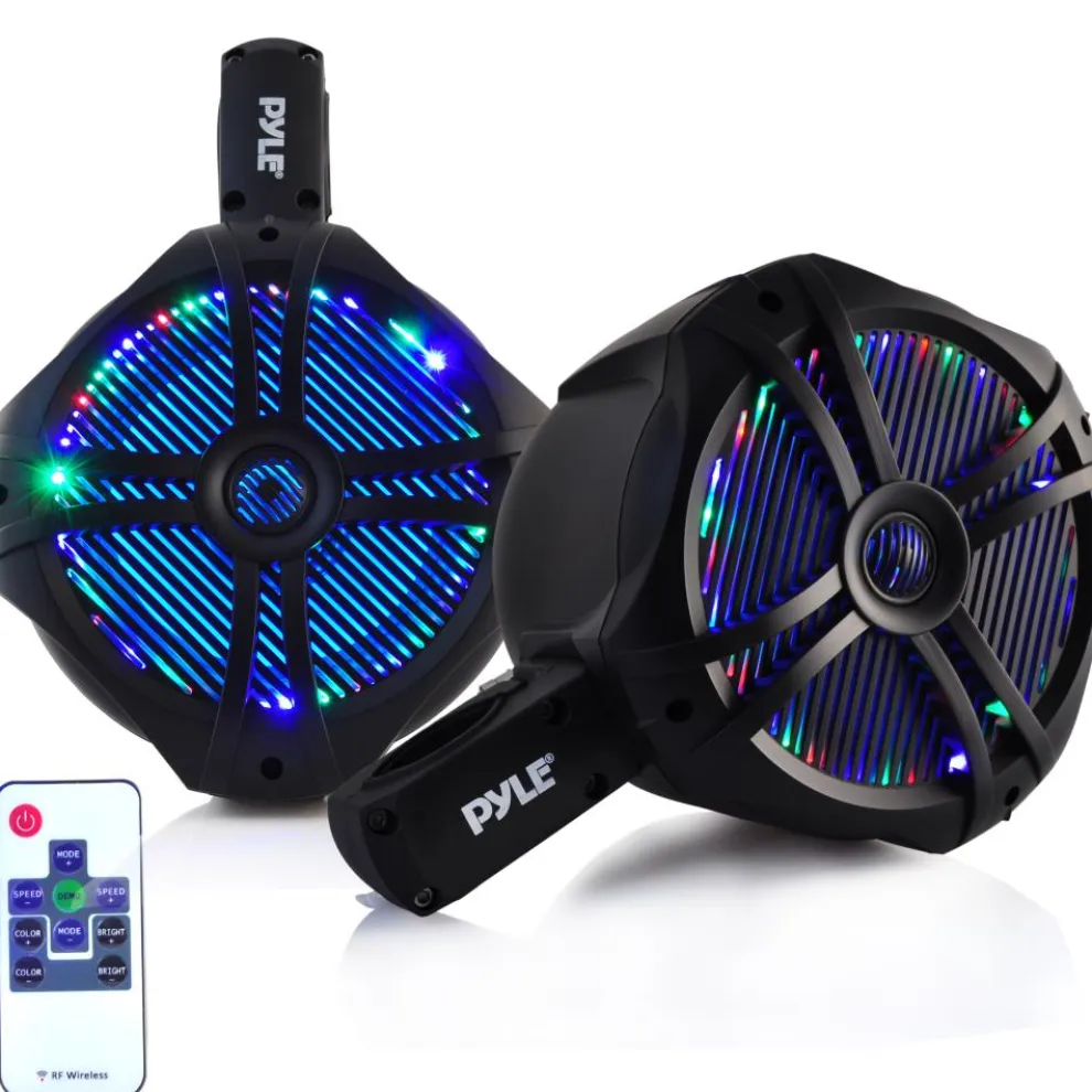 Waterproof Marine Speakers 200W LED Lights 6.5" Dual Subwoofer