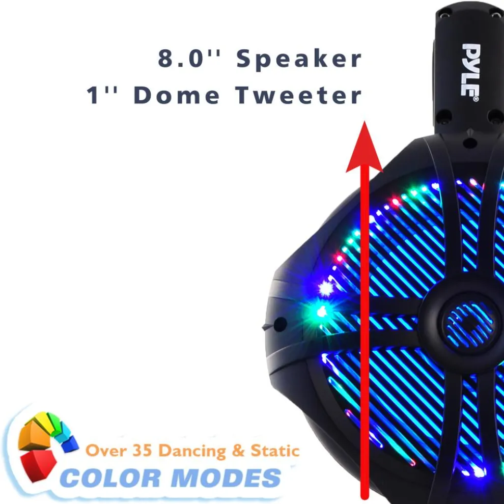 Waterproof Marine Speakers 260W LED Lights 8