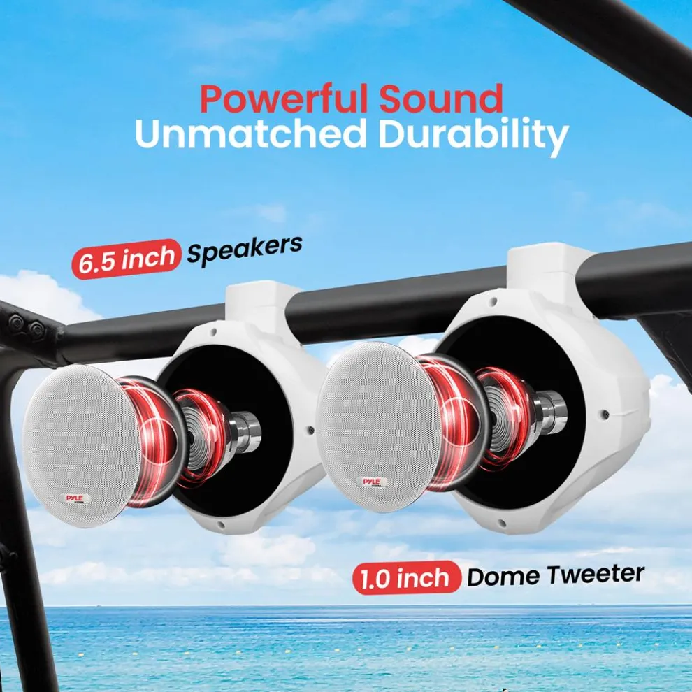 Waterproof Marine Speakers 200W ABS Construction White