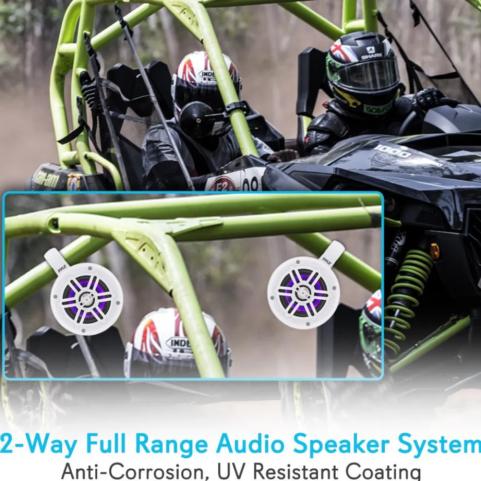 Waterproof Marine Speakers, Bluetooth, LED Lights, 4