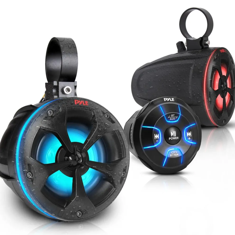Waterproof Off-Road Speakers 800W RGB Lights Bluetooth Marine Grade