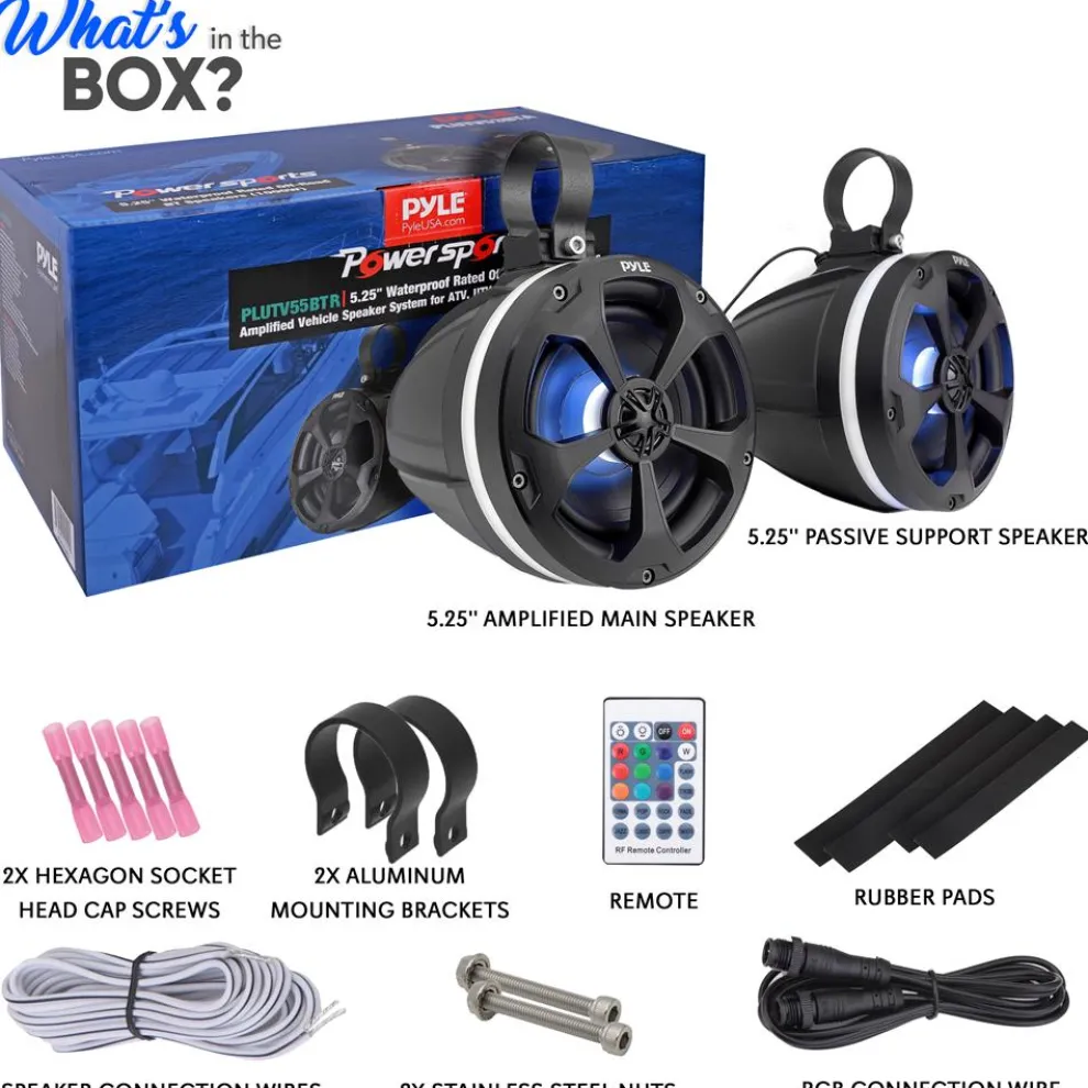 Waterproof Off-Road Speakers 1000W Bluetooth RGB Lights for ATV/UTV