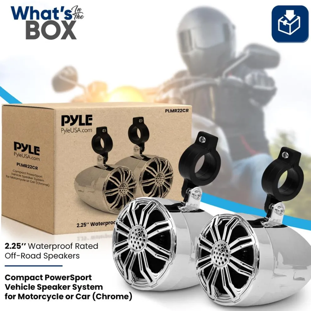 Waterproof Off-Road Speakers 20W Marine Grade Chrome 2.25