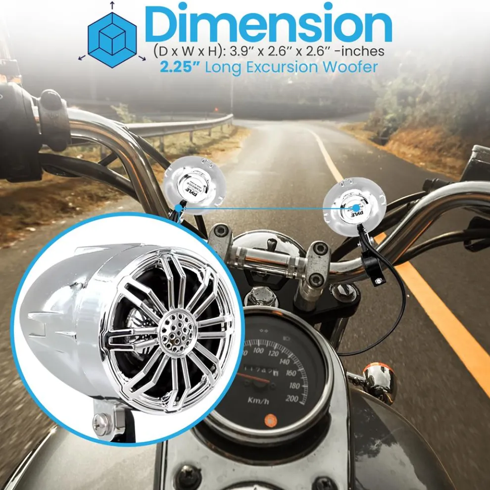 Waterproof Off-Road Speakers 20W Marine Grade Chrome 2.25