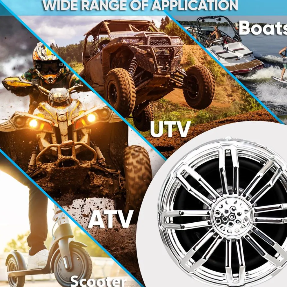 Waterproof Off-Road Speakers 20W Marine Grade Chrome 2.25