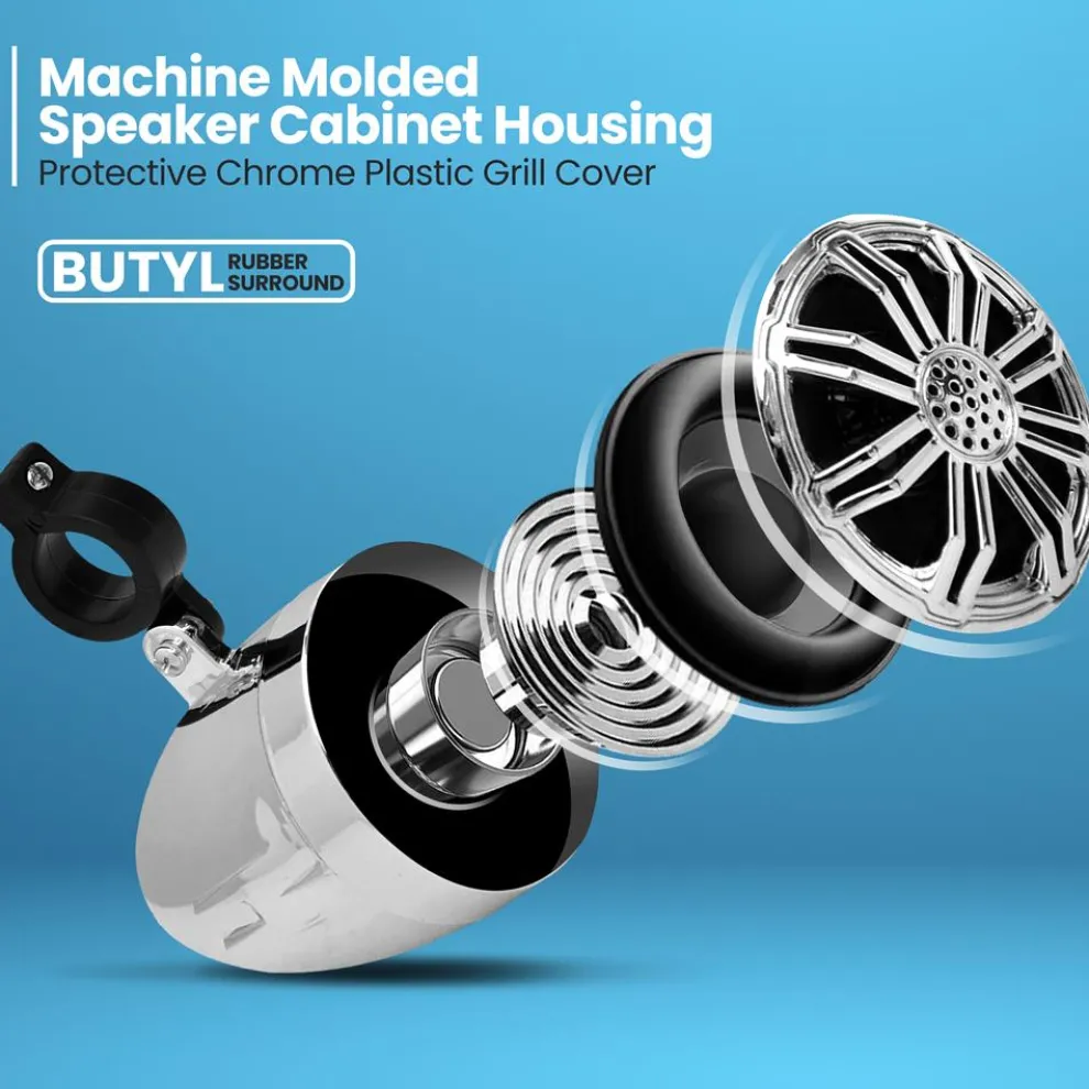 Waterproof Off-Road Speakers 20W Marine Grade Chrome 2.25