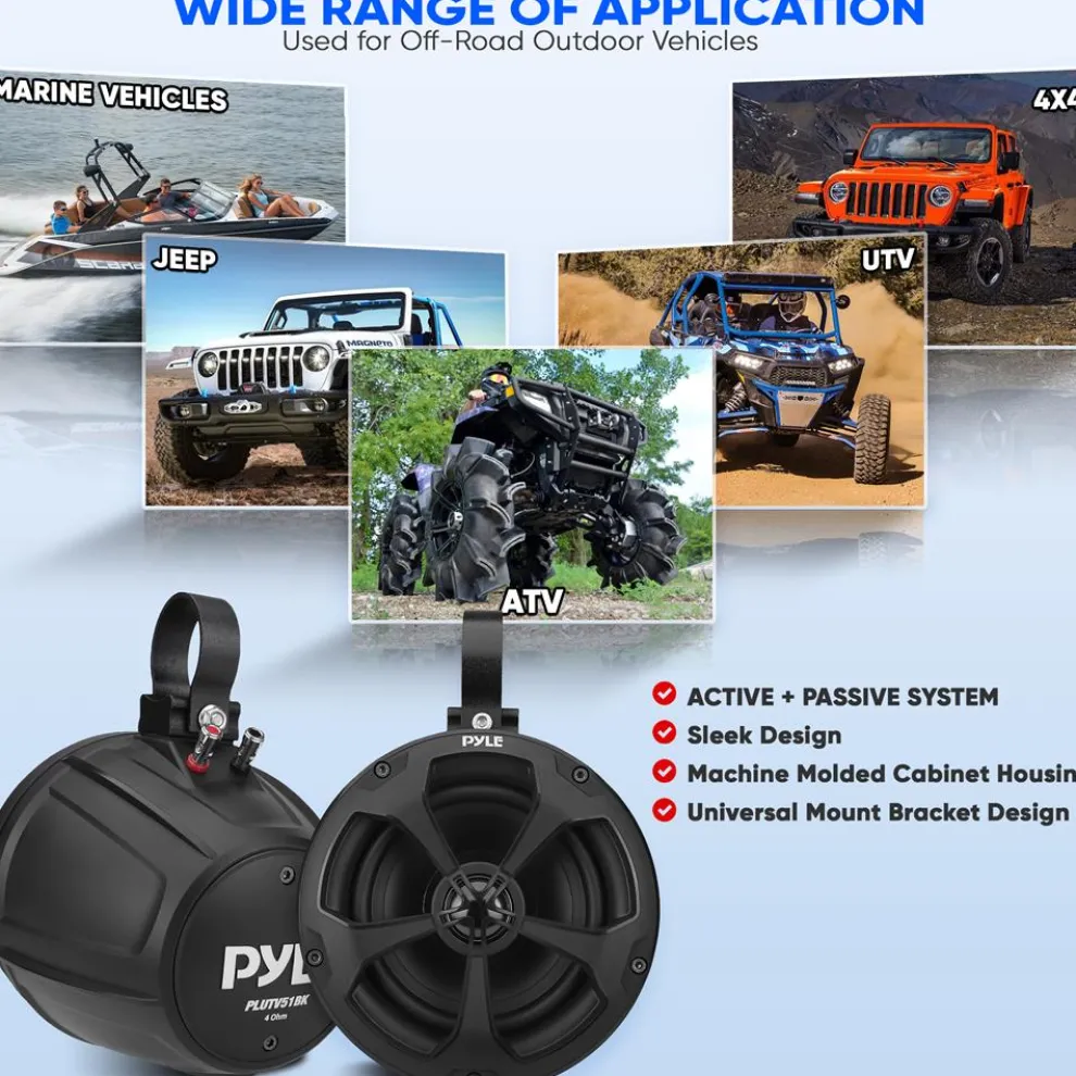 Waterproof Off-Road Speakers 1000W Bluetooth Marine Grade 5.25