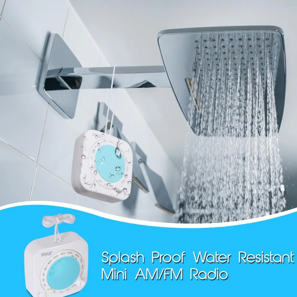Waterproof Shower Radio - Portable AM/FM with Hanging Strap