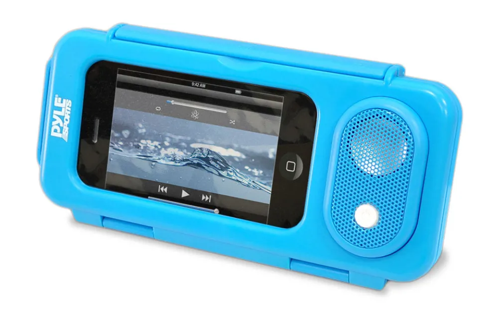 Waterproof Speaker Case Amplifies Sound Clear Plastic Blue