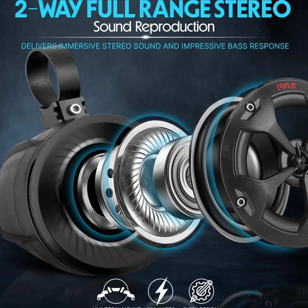 2-Way Bluetooth Marine Speakers 800W Waterproof IP65 White