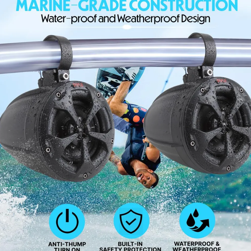 2-Way Bluetooth Marine Speakers 800W Waterproof IP65 White