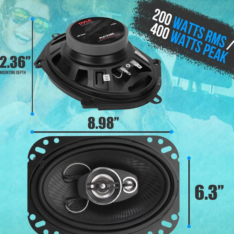 3-Way Car Stereo Speakers 400W Low Distortion 6