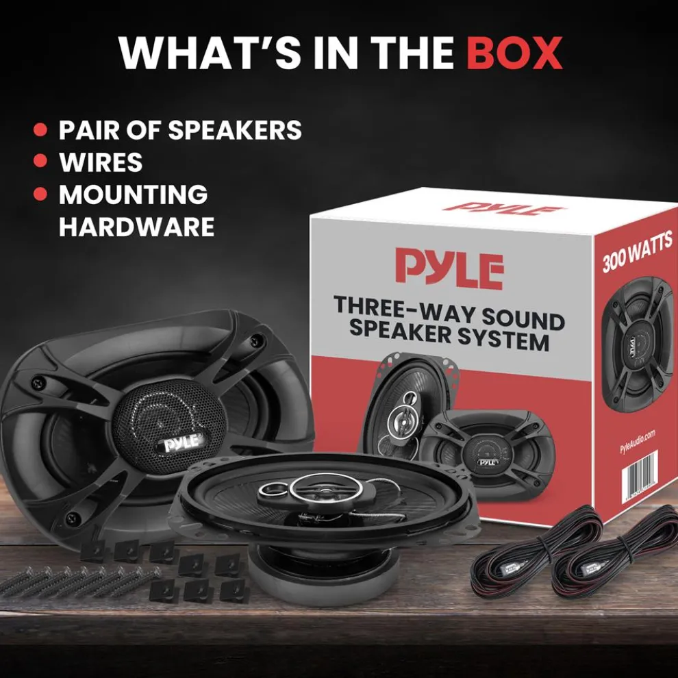 3-Way Car Stereo Speakers 300W Low Distortion Triaxial Black