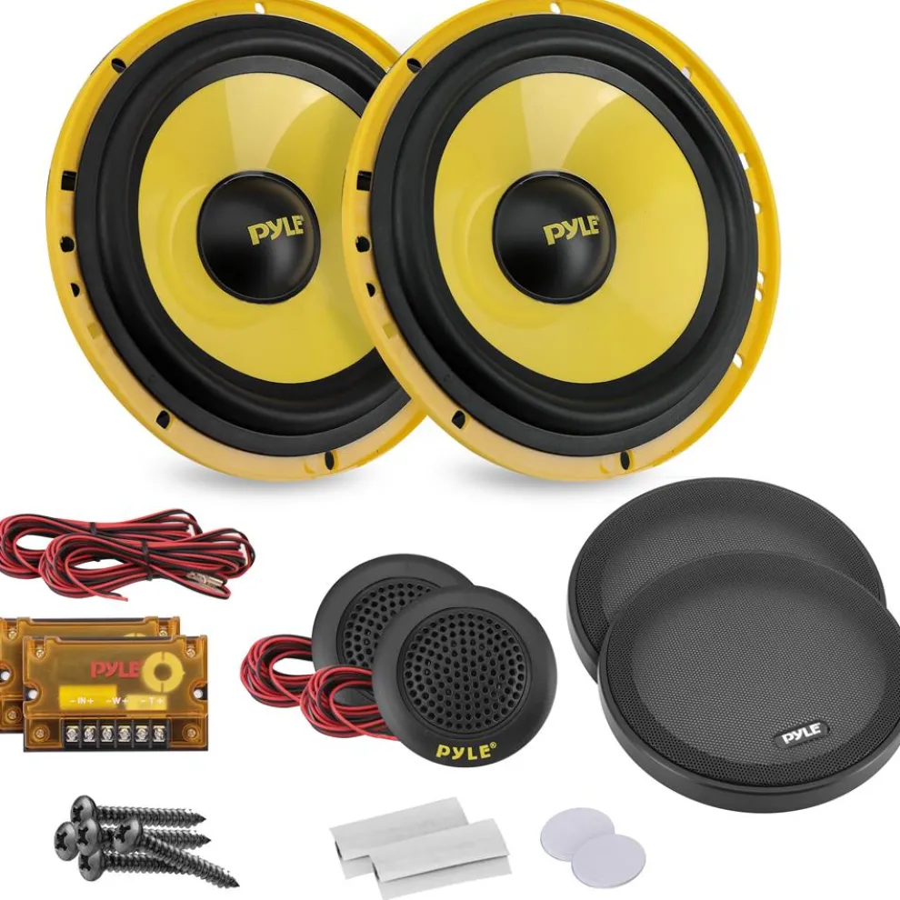 2-Way Component Speaker System 400W Yellow Poly Cone Butyl Surround