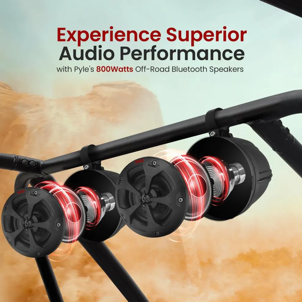 2-Way Waterproof Off-Road Speakers 800W Marine Grade, 4