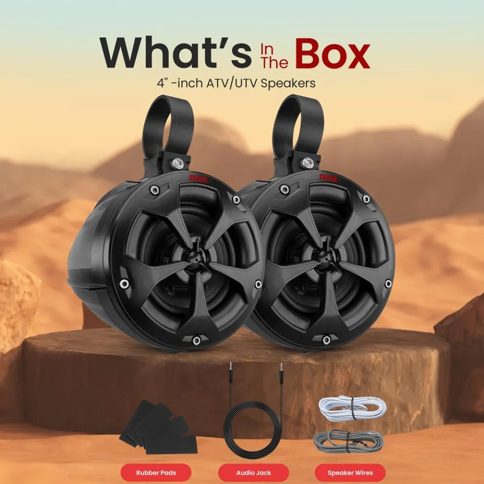 2-Way Waterproof Off-Road Speakers 800W Marine Grade, 4