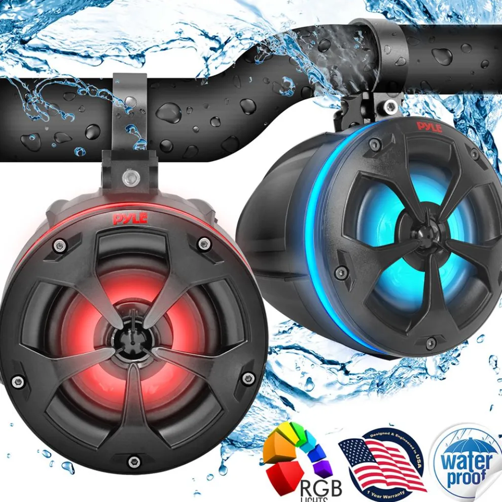 2-Way Waterproof Off-Road Speakers 800W RGB Lights Marine Grade