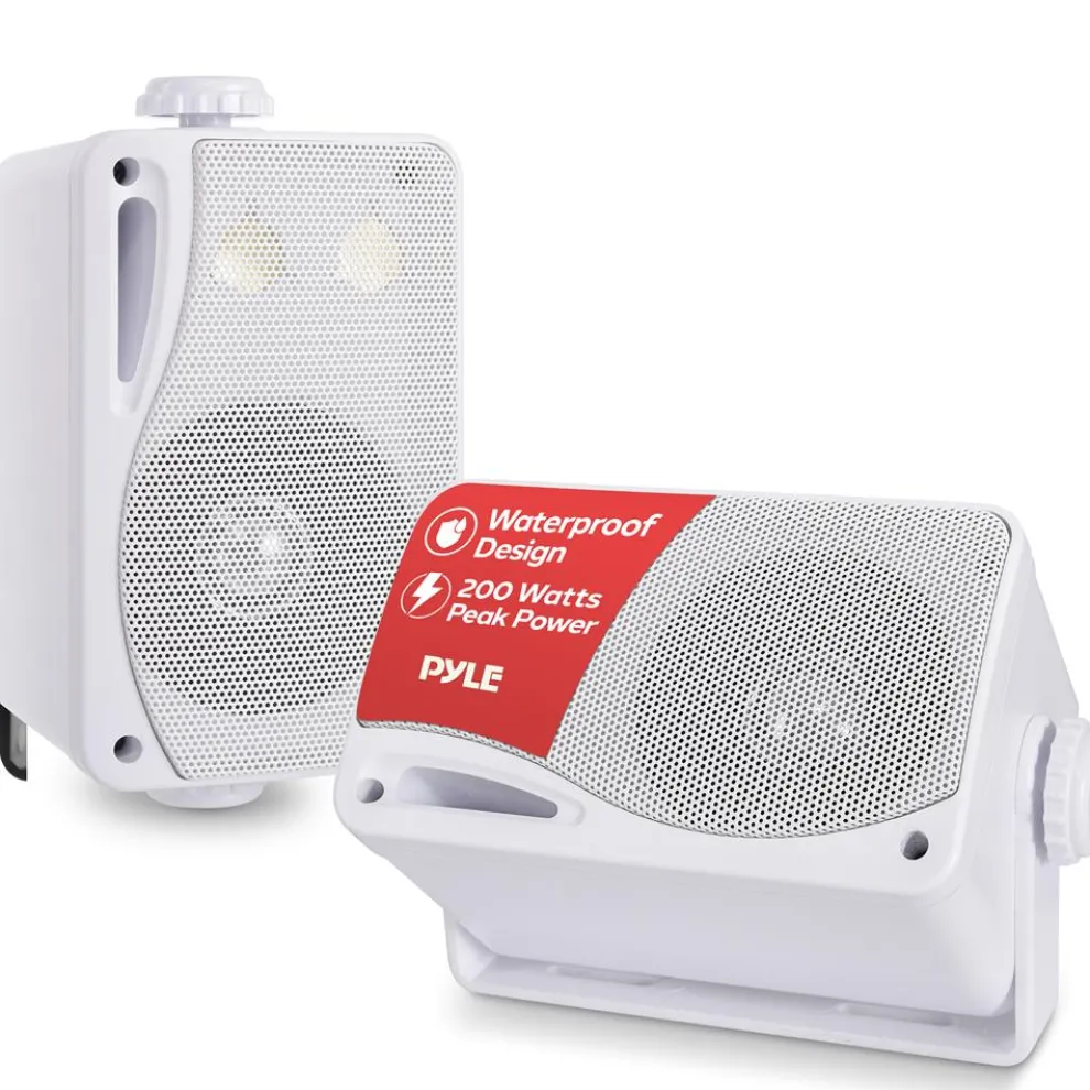 3-Way Weatherproof Outdoor Speakers 200W Aluminum Woofer White