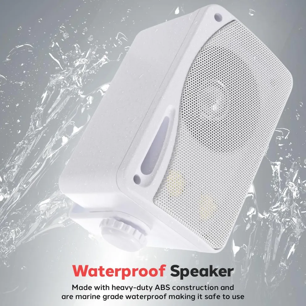 3-Way Weatherproof Outdoor Speakers 200W Aluminum Woofer White