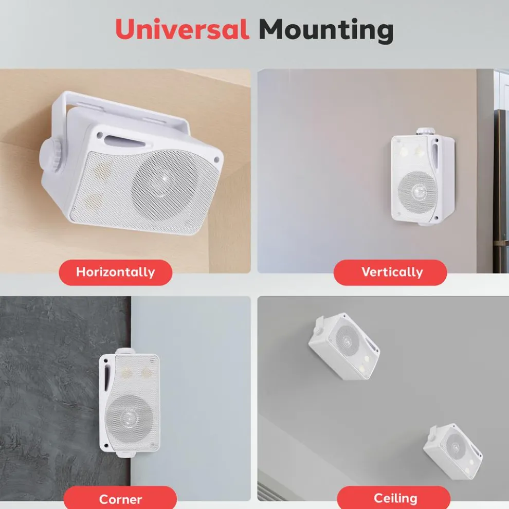 3-Way Weatherproof Outdoor Speakers 200W Aluminum Woofer White