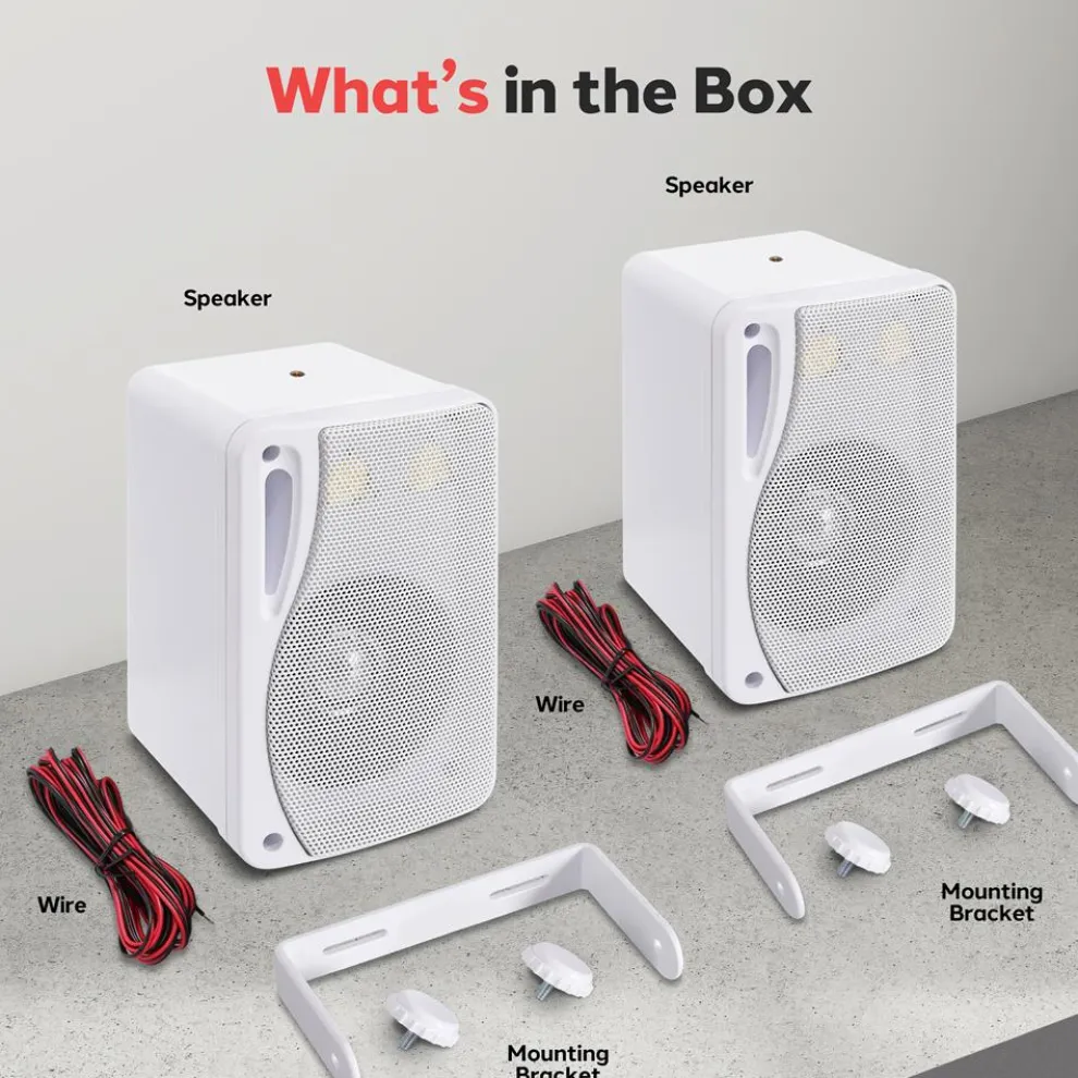 3-Way Weatherproof Outdoor Speakers 200W Aluminum Woofer White