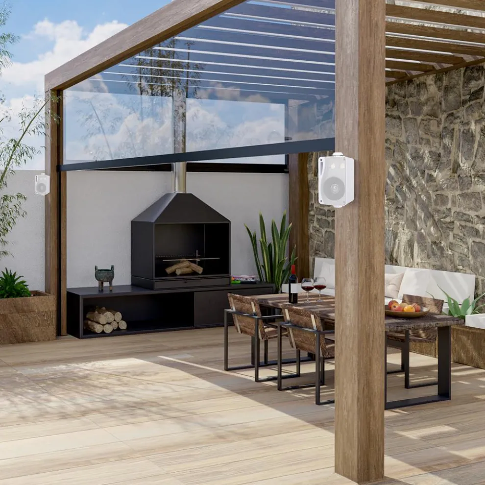 3-Way Weatherproof Outdoor Speakers 200W Aluminum Woofer White