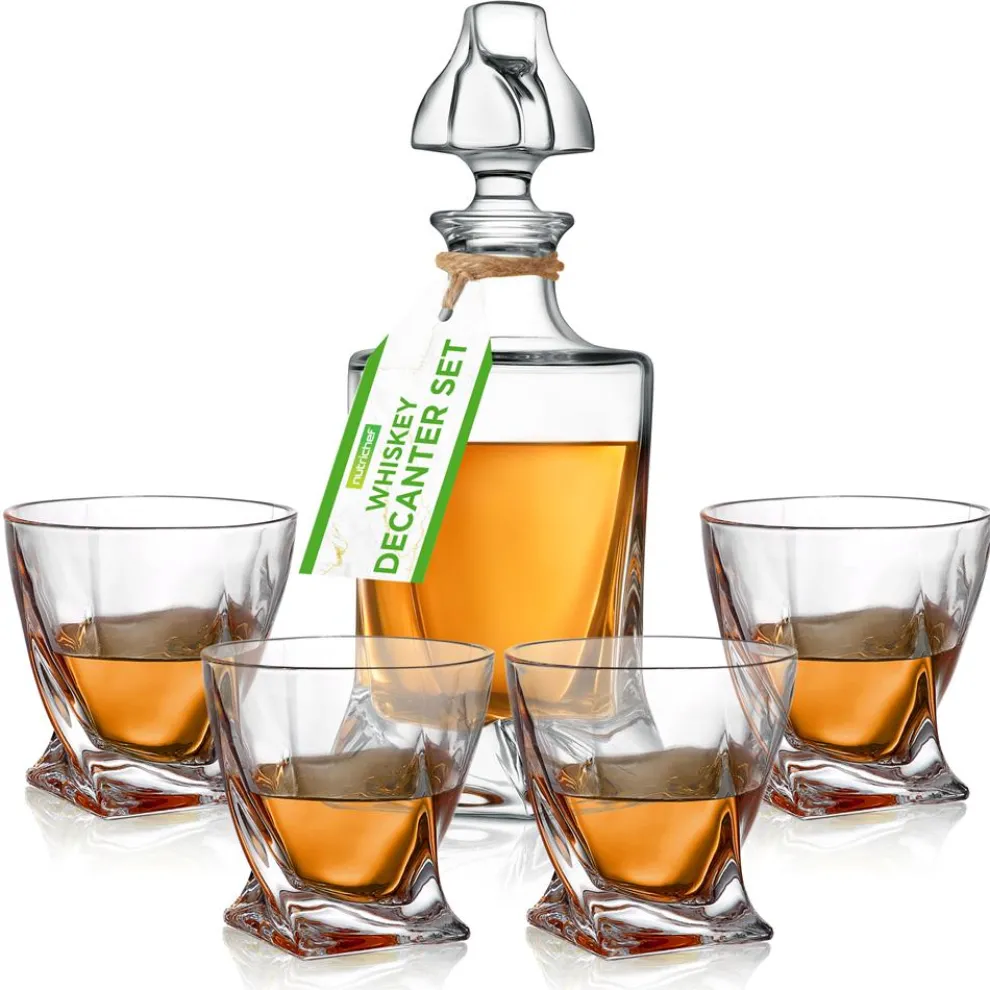 Whiskey Decanter Set - Enhances Flavor - Crystal Glass - Clear