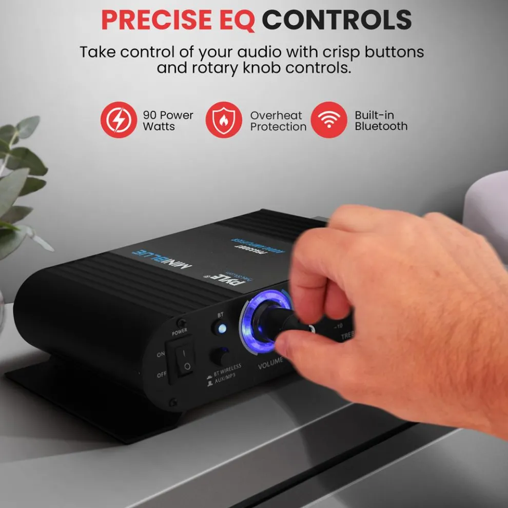 Wireless Bluetooth Mini Amplifier - 90W Power, Compact Design, Blue