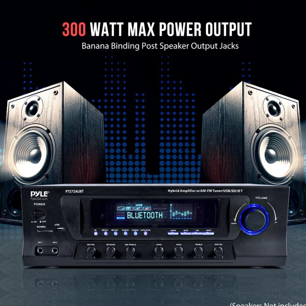 Wireless Bluetooth Amplifier 300W 4-Channel Home Theater Receiver