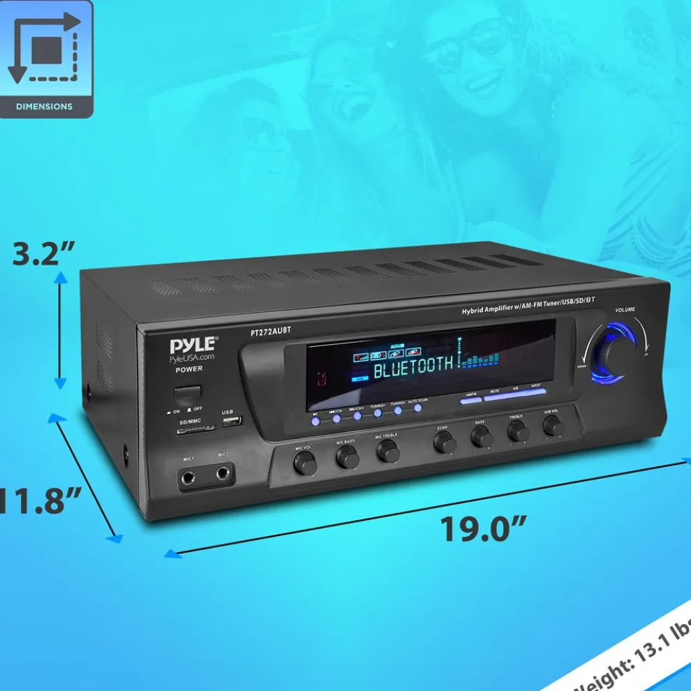 Wireless Bluetooth Amplifier 300W 4-Channel Home Theater Receiver