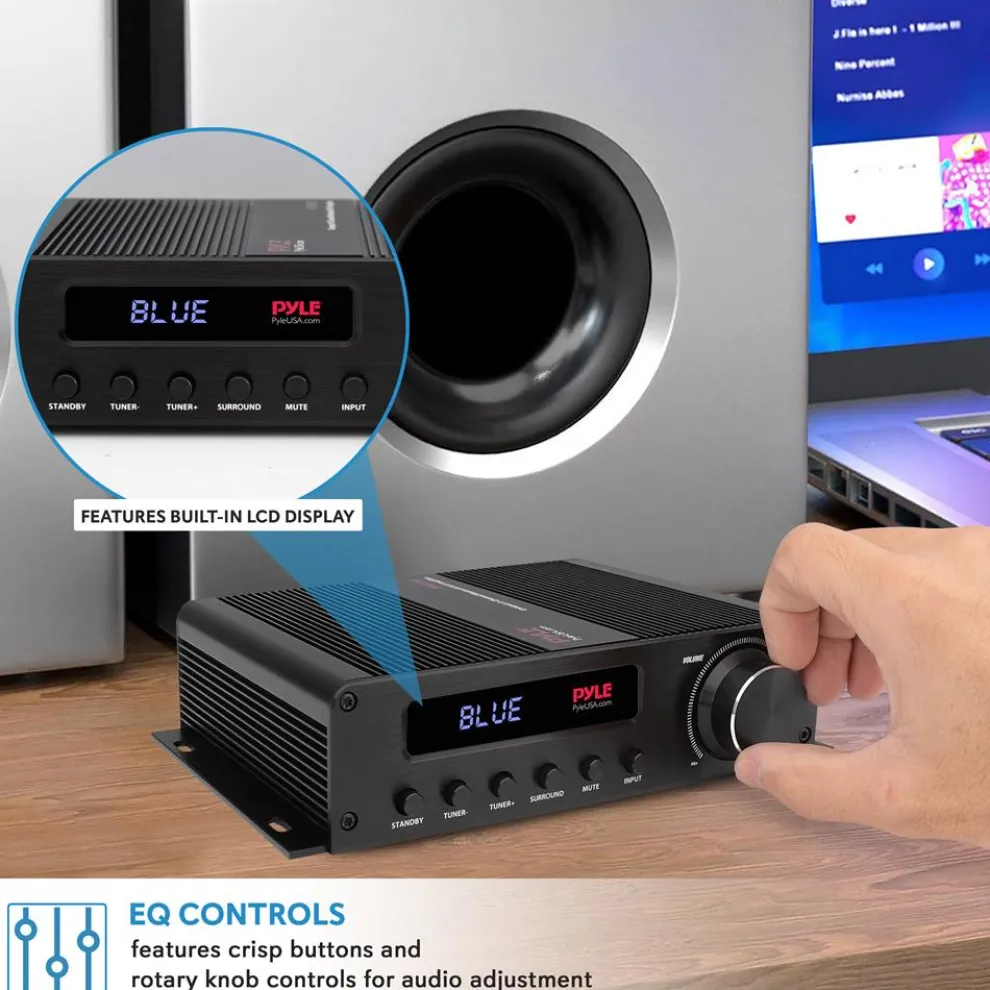 Wireless Bluetooth Home Audio Amplifier - 100W 5.1 Channel, HDMI, Compact