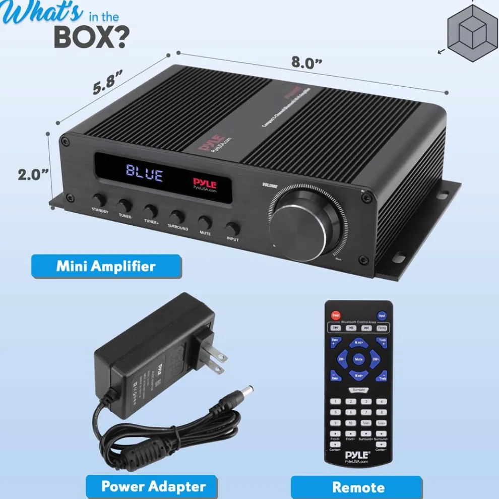 Wireless Bluetooth Home Audio Amplifier - 100W 5.1 Channel, HDMI, Compact