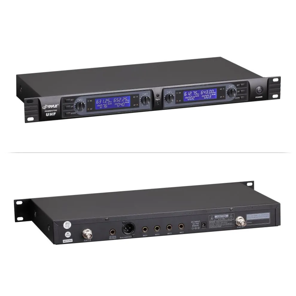 Wireless Conference Mic System, 4-Ch UHF, LCD Display, Rack Mountable