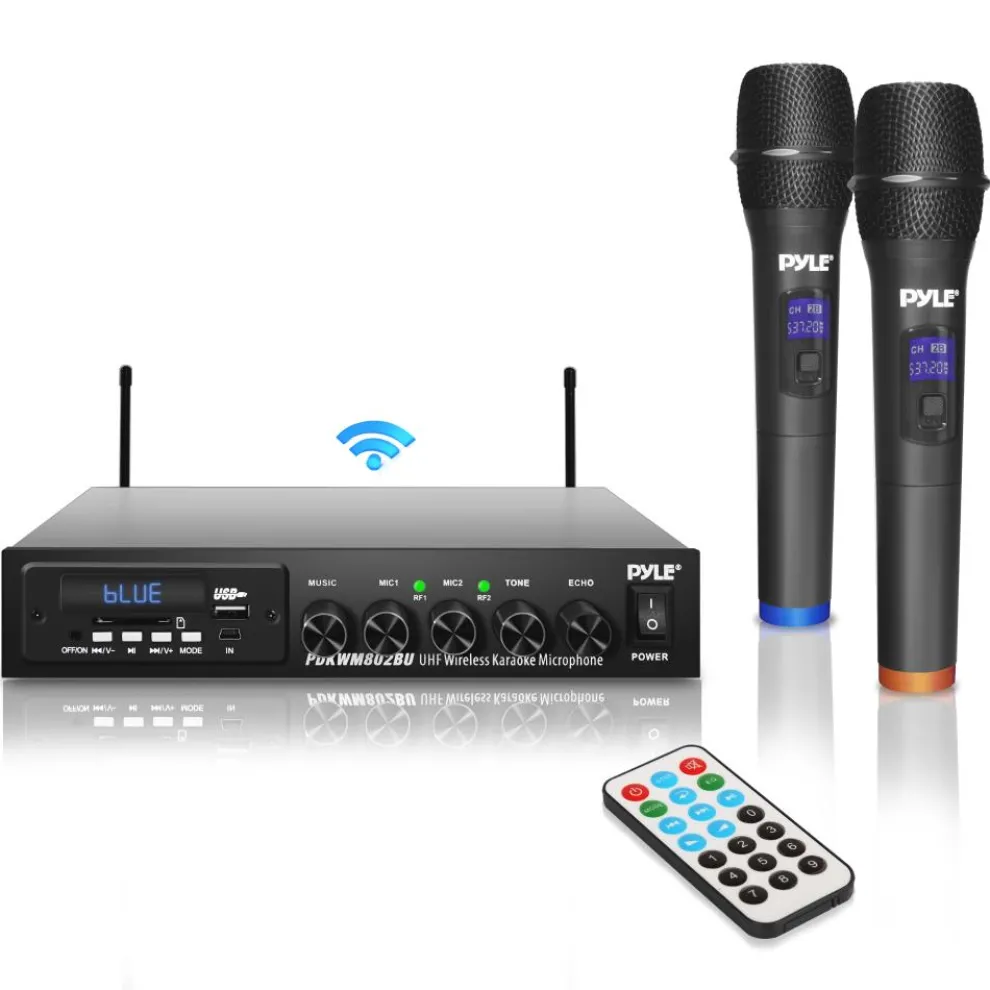 Wireless Karaoke Mic Set, Bluetooth Streaming, Dual Mics, MP3/USB/SD Readers