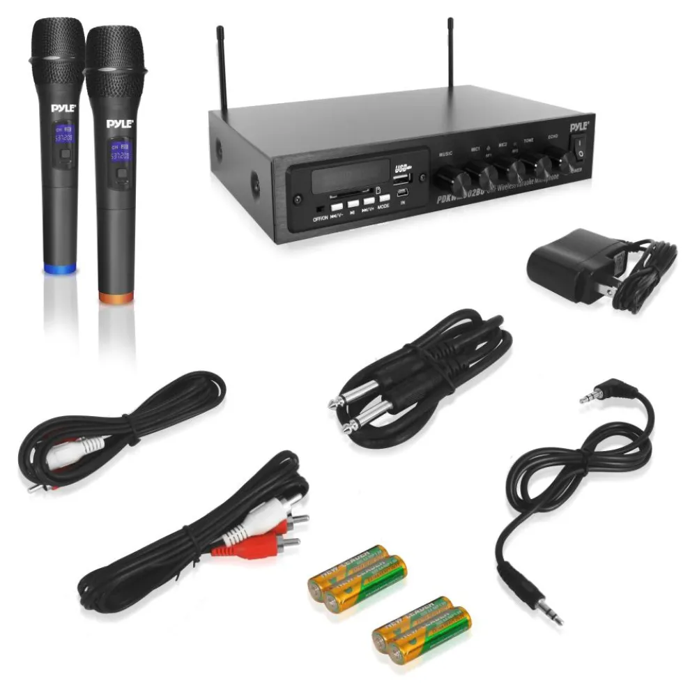 Wireless Karaoke Mic Set, Bluetooth Streaming, Dual Mics, MP3/USB/SD Readers