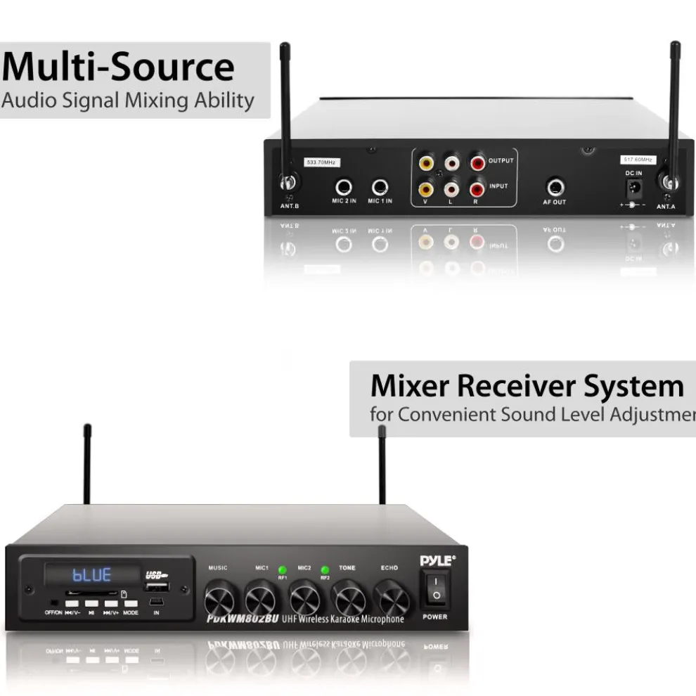 Wireless Karaoke Mic Set, Bluetooth Streaming, Dual Mics, MP3/USB/SD Readers