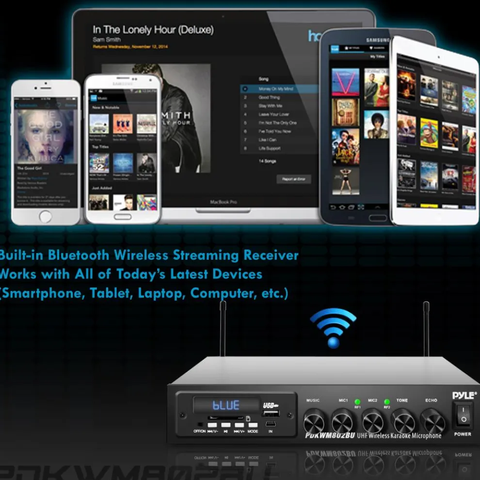 Wireless Karaoke Mic Set, Bluetooth Streaming, Dual Mics, MP3/USB/SD Readers