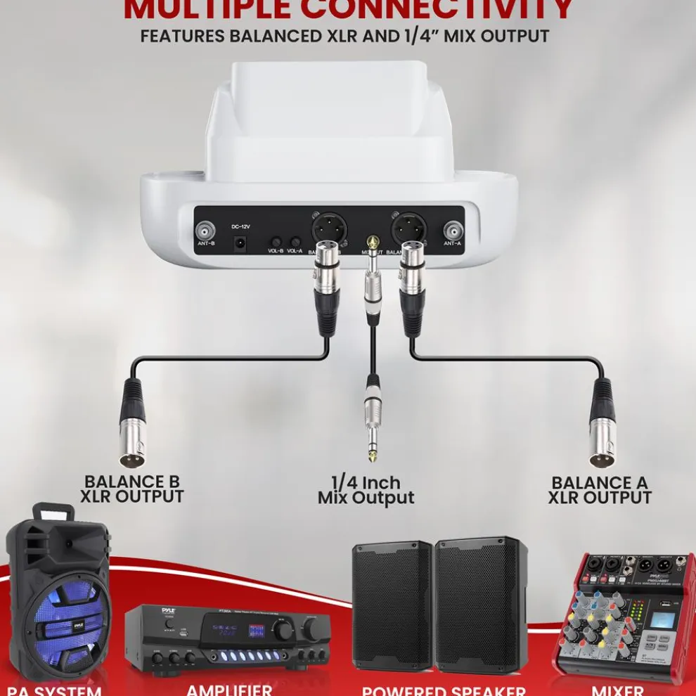 Wireless Mic System 160ft Range Rechargeable UHF Receiver 100 Channels