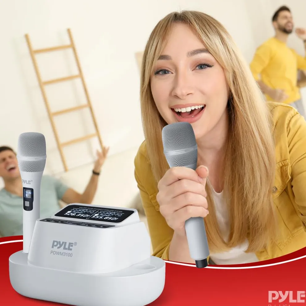 Wireless Mic System 160ft Range Rechargeable UHF Receiver 100 Channels