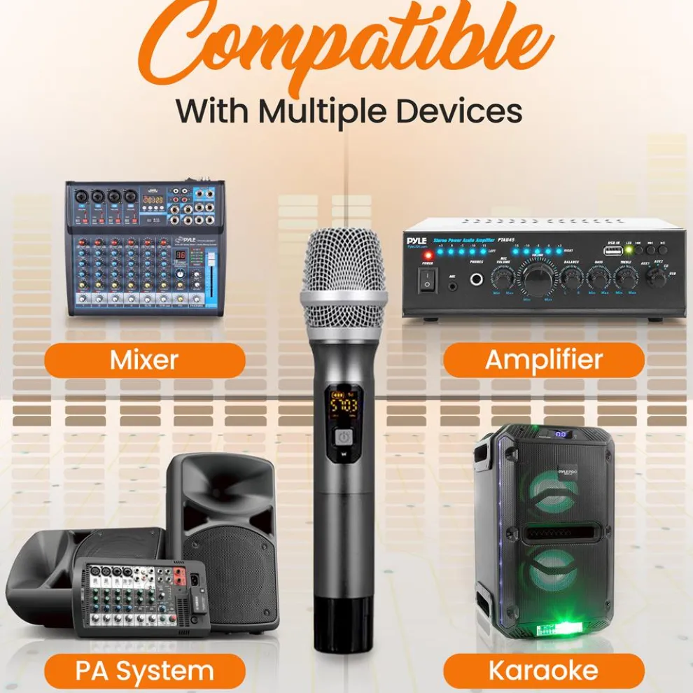 Wireless Mic System - Distortion-Free, UHF Design, Portable