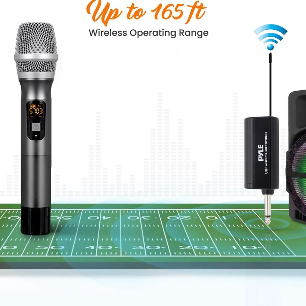 Wireless Mic System - Distortion-Free, UHF Design, Portable