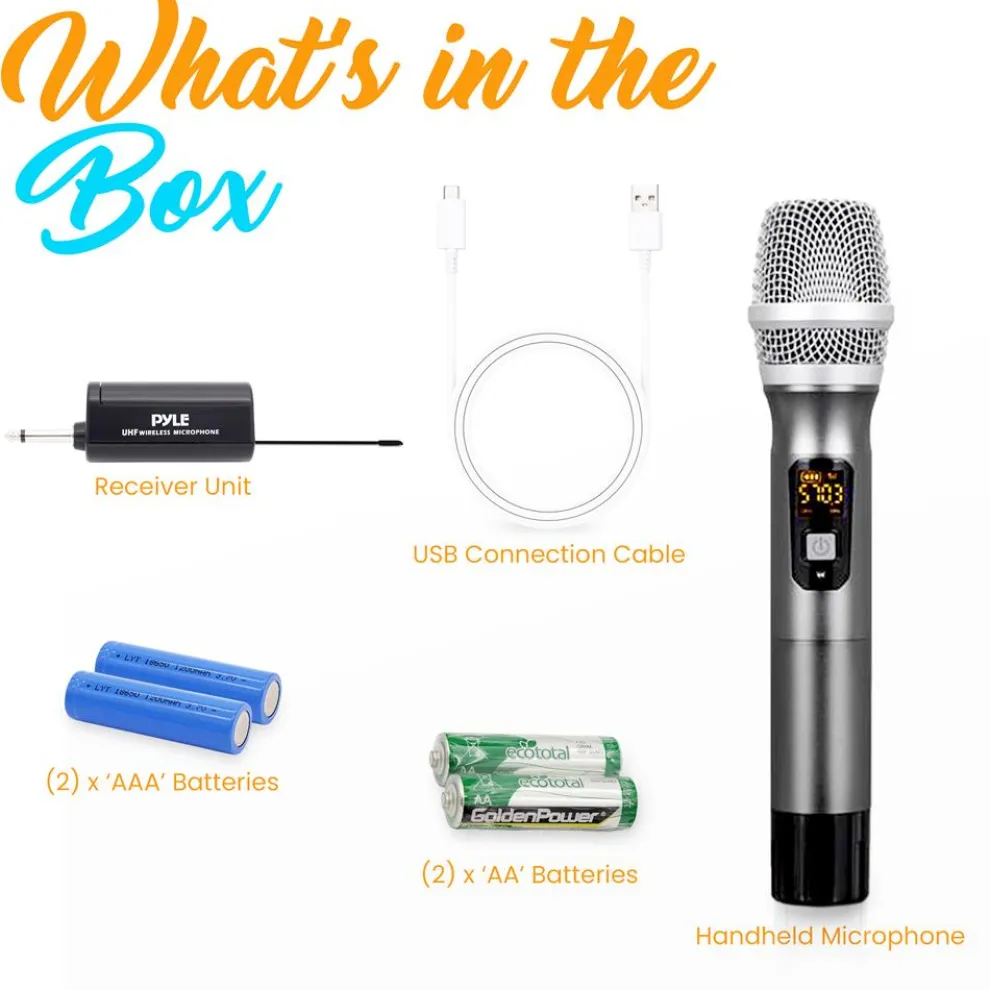 Wireless Mic System - Distortion-Free, UHF Design, Portable