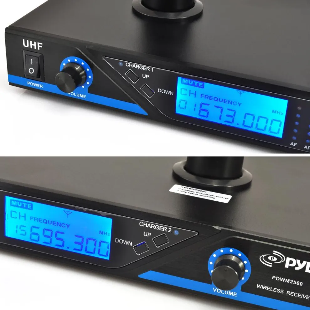 Wireless Microphone System 175' Range Dual Rechargeable Mics LCD Display