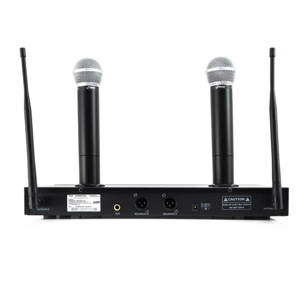 Wireless Microphone System 175' Range Dual Rechargeable Mics LCD Display