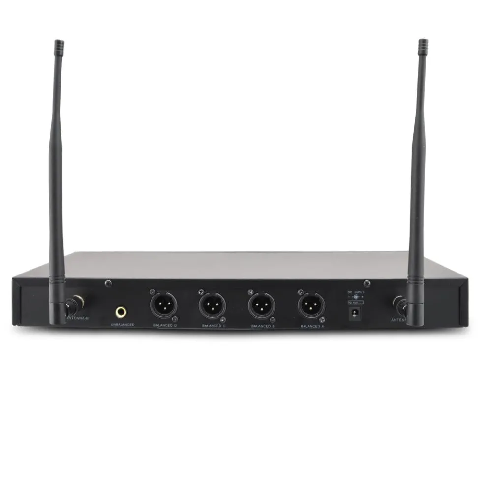 Wireless Microphone System Kit, 4-Channel UHF, Low Distortion, Includes Mics