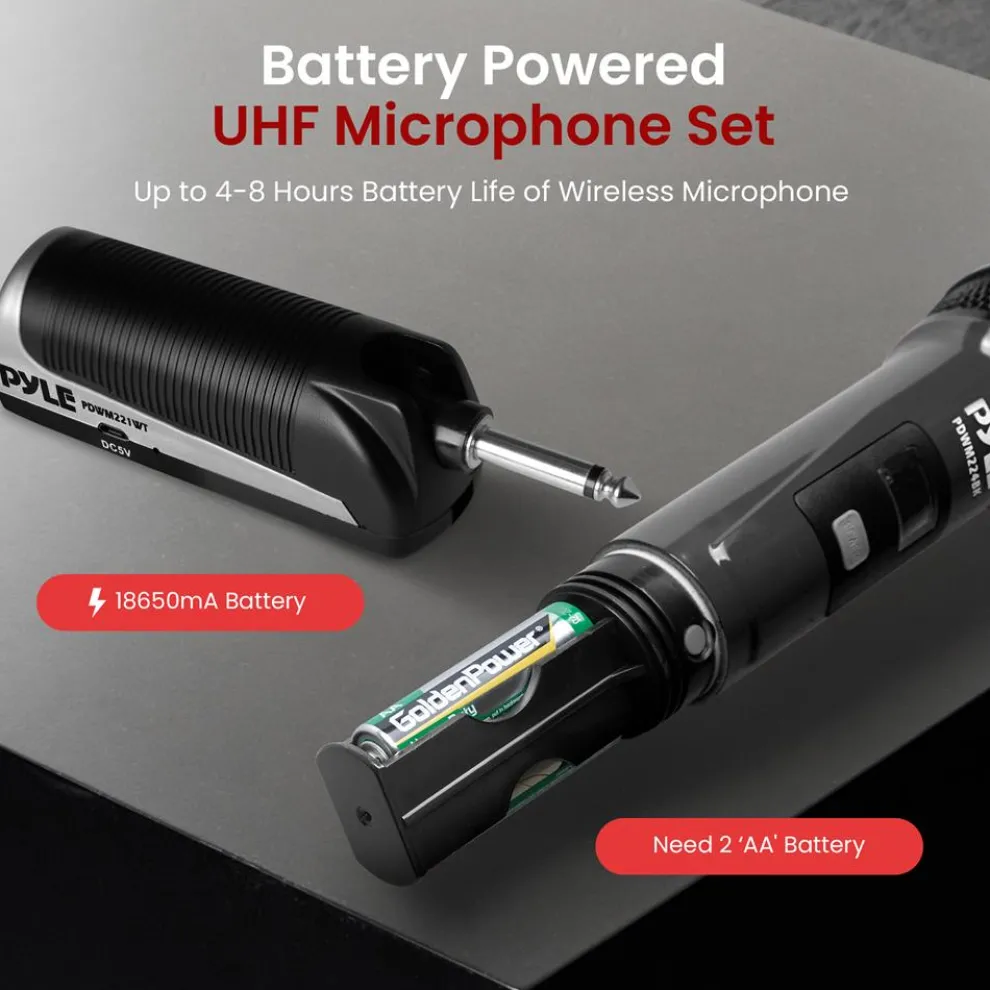 Wireless Microphone System 4-Channel UHF Low Distortion Quad Set