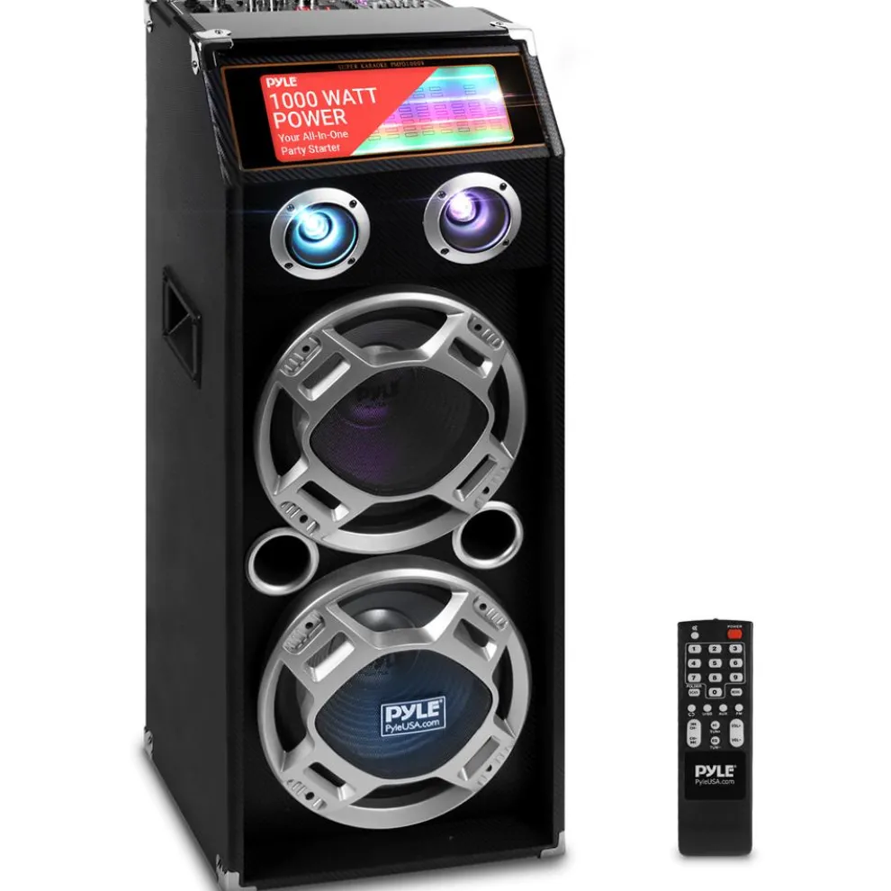 Wireless PA Speaker System 1000W Bluetooth Dual Woofers DJ Lights
