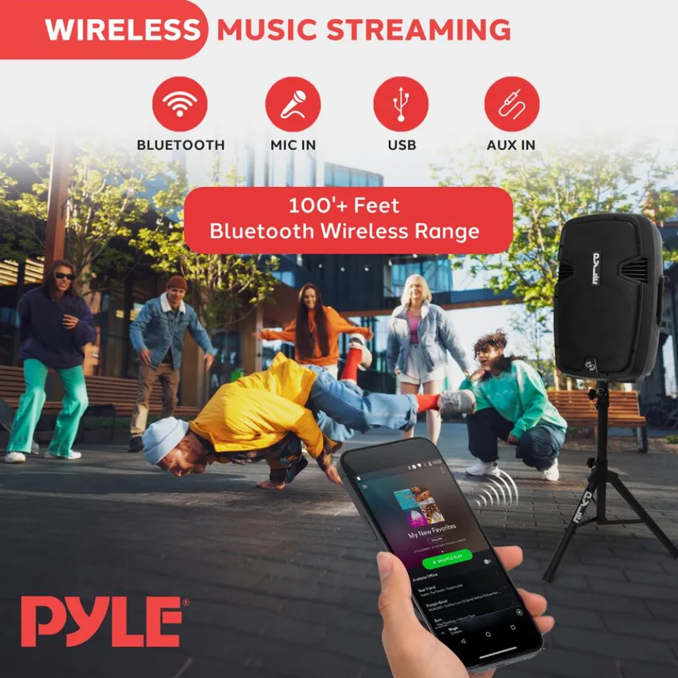 Wireless PA System Kit 1800W - Bluetooth, Dual 12