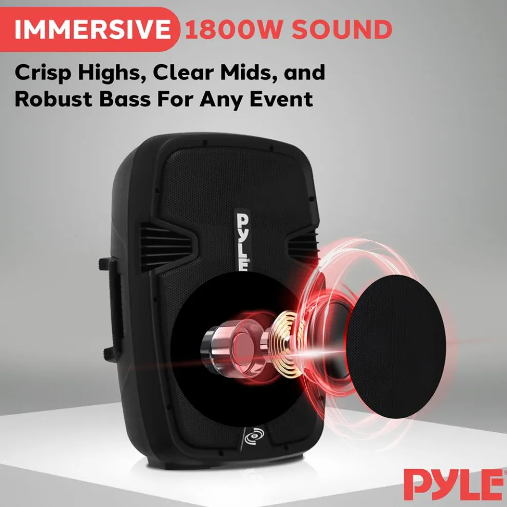 Wireless PA System Kit 1800W - Bluetooth, Dual 12